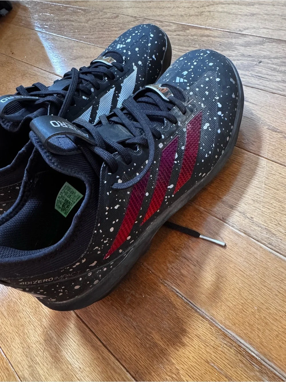 adidas Black Sneakers with Maroon Stripes and White Speckle